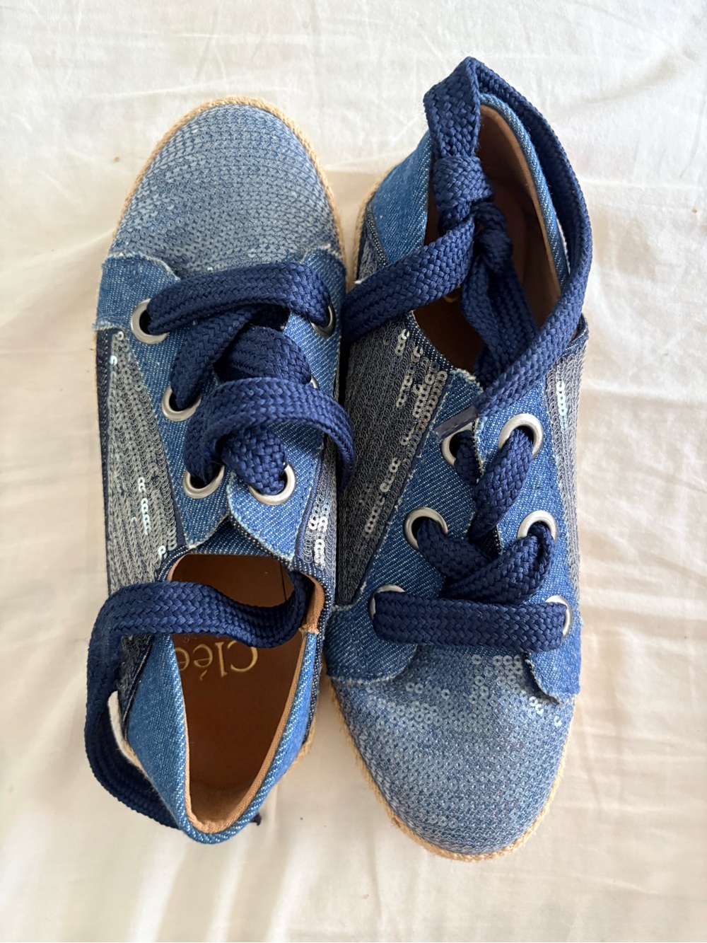 Women’s Blue Denim Lace-Up Sneakers by Cienta